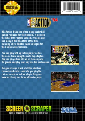 NBA Action '94 (USA) box cover back